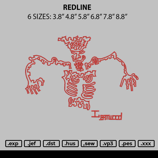 Redline Embroidery File 6 sizes