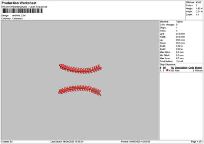 Red Lists Embroidery File 6 sizes