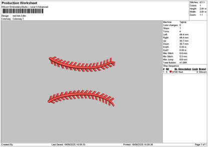 Red Lists Embroidery File 6 sizes