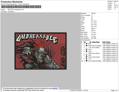 Red Riot Embroidery File 4 size