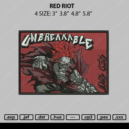 Red Riot Embroidery File 4 size