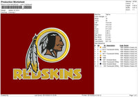Redskins V2 Embroidery File 6 sizes