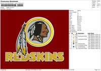 Redskins V2 Embroidery File 6 sizes