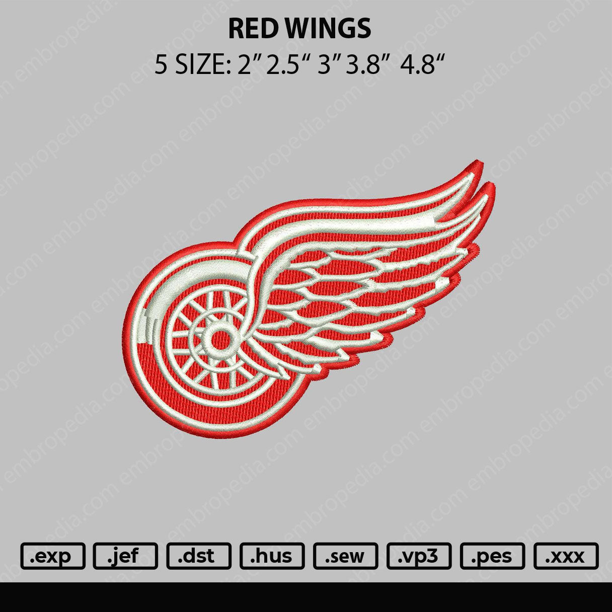 Red Wings Embroidery File 4 size