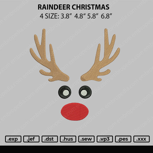 Raindeer Christmas Embroidery File 4 size