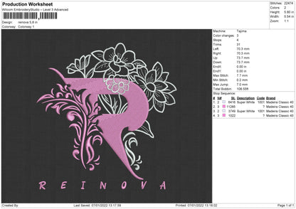 Reinova Embroidery File 4 size