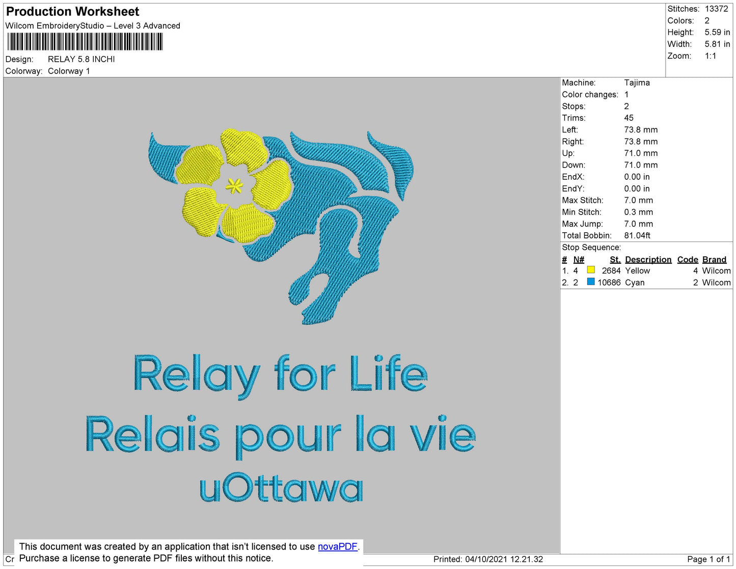 Relay Embroidery File 5 size