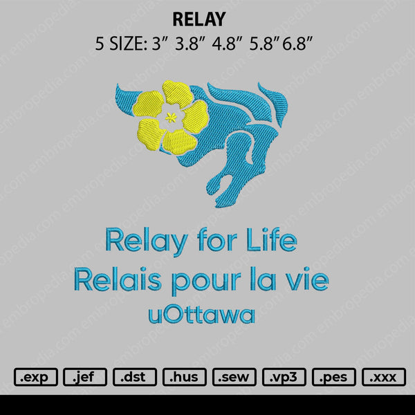 Relay Embroidery File 5 size