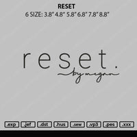 Reset Embroidery File 6 sizes