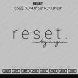Reset Embroidery File 6 sizes