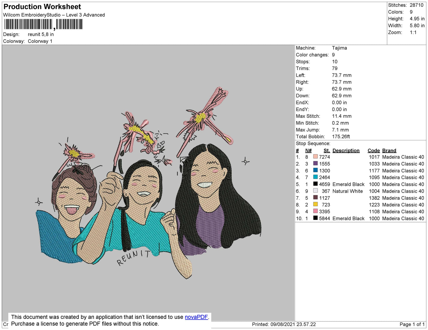 Reunit Embroidery File 4 size