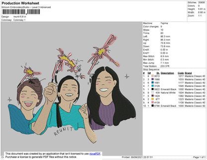 Reunit Embroidery File 4 size