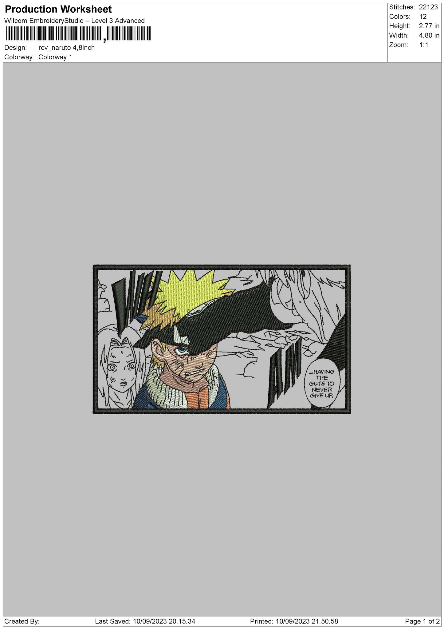 Naruto Color Embroidery File 6 sizes
