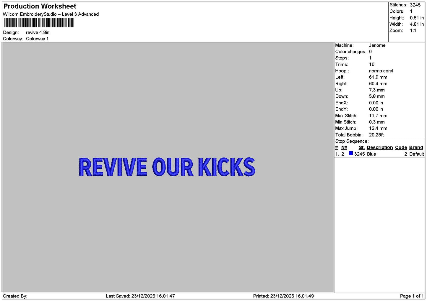 Revivetext Embroidery File 6 sizes