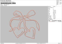 Bow Heart Embroiery File 6 sizes