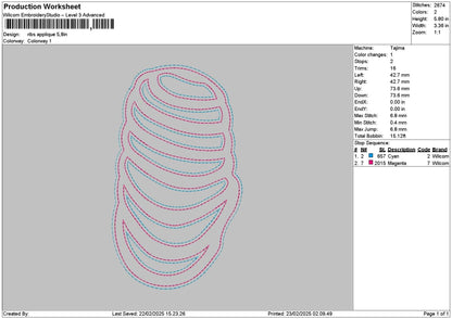 Ribs App Embroidery File 6 sizes