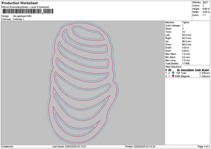 Ribs App Embroidery File 6 sizes