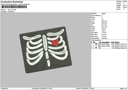 Ribs Skull 0703 Embroidery File 6 sizes