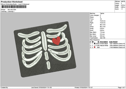 Ribs Skull 0703 Embroidery File 6 sizes