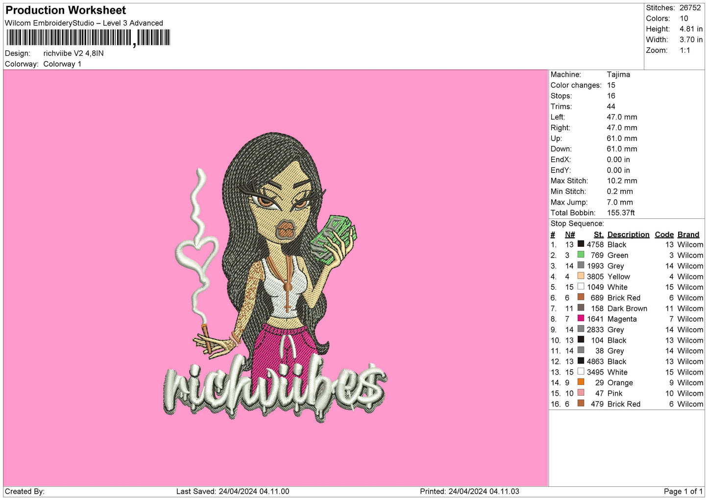 Richtext V2 Embroidery File 6 sizes
