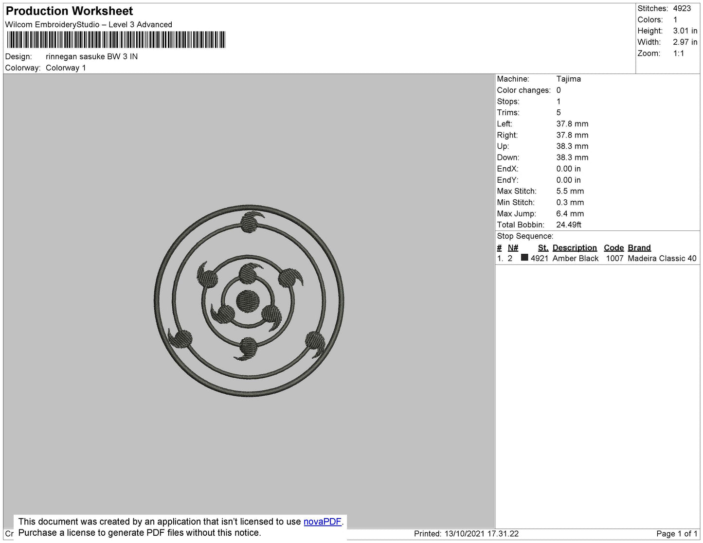 Rinnegan Embroidery File 4 size