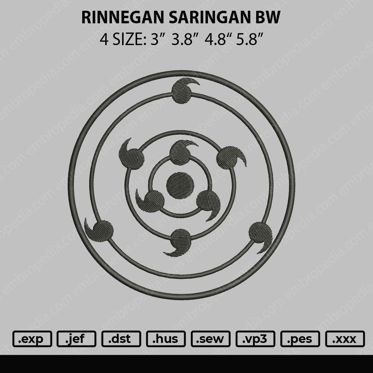 Rinnegan Embroidery File 4 size