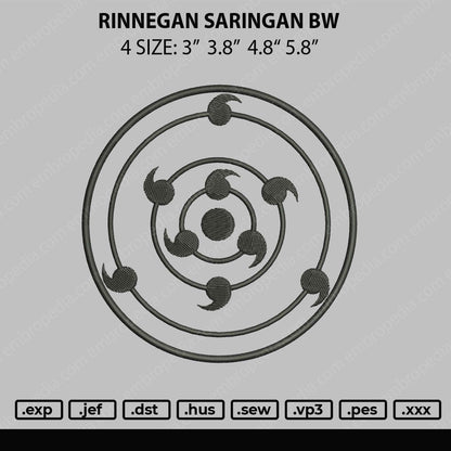 Rinnegan Embroidery File 4 size