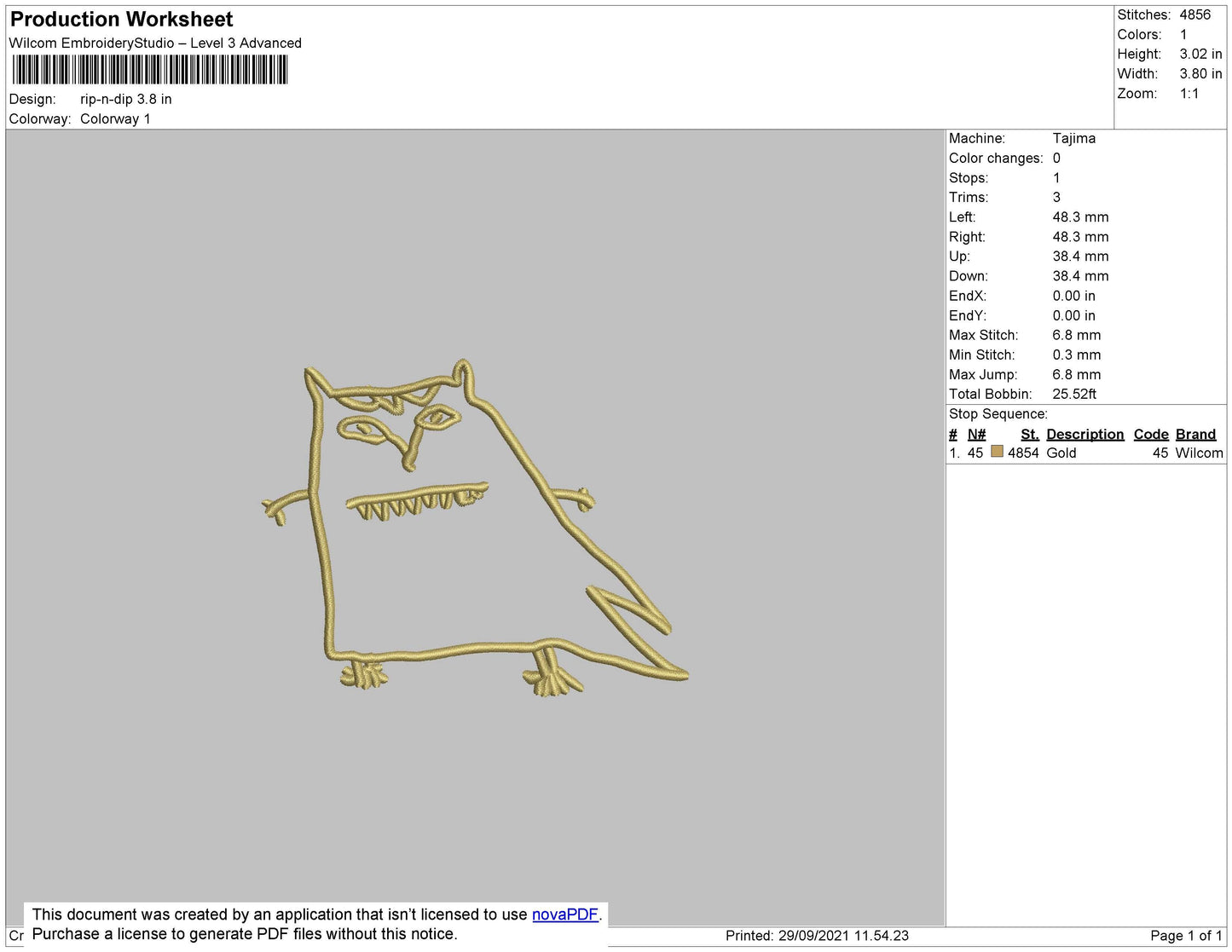 Rip N Dip Embroidery File 4 size