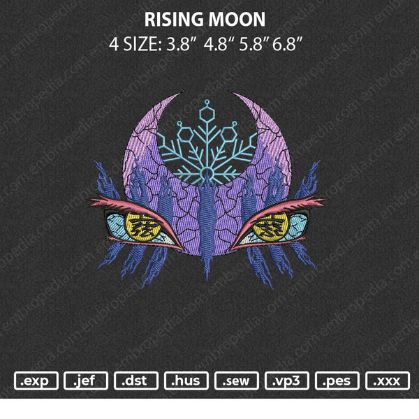 Rising Moon Embroidery File 4 size