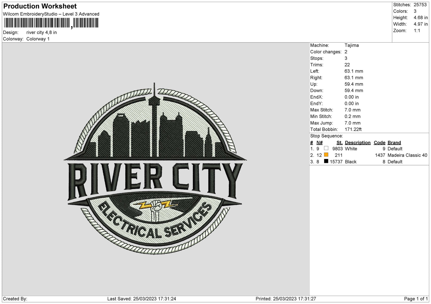 River City Embroidery File 6 sizes