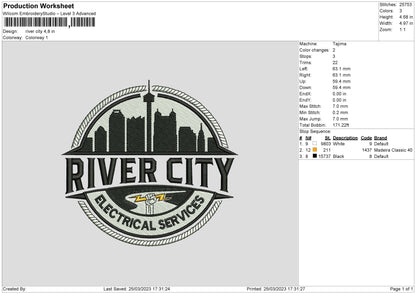 River City Embroidery File 6 sizes