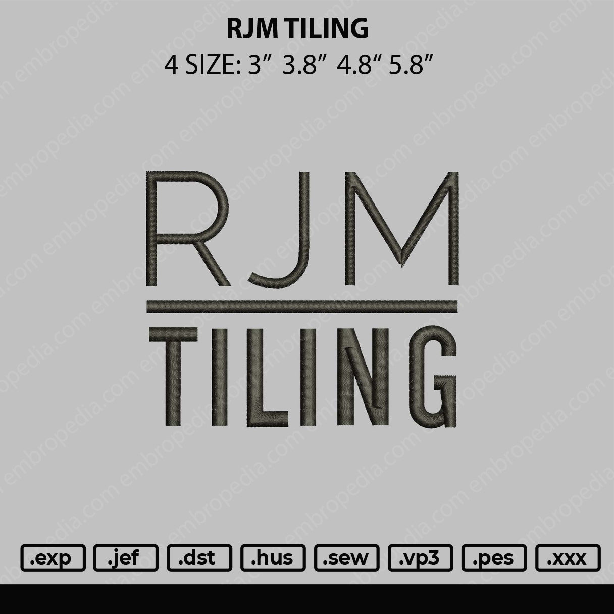 RJM Embroidery File 4 size