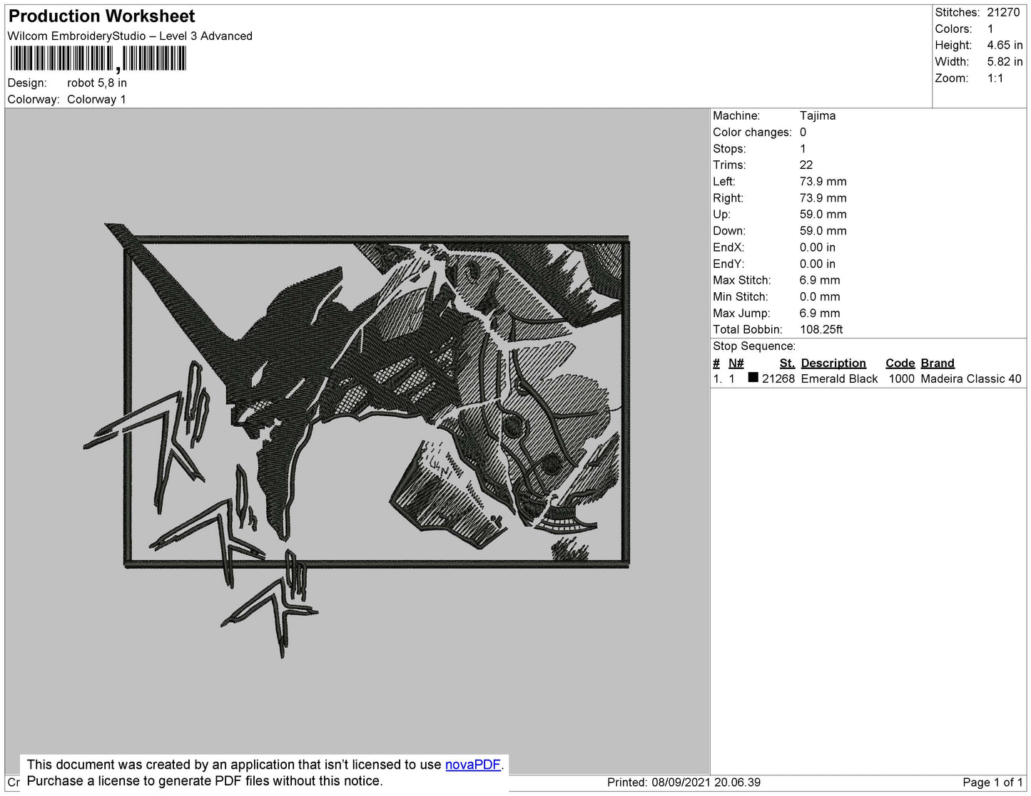 Robot Rectangle Embroidery File 4 size