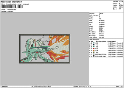 Robotechrectangle Embroidery File 6 sizes