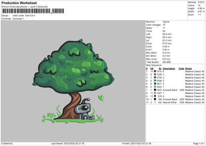 Robot Tree Embroidery File 6 sizes