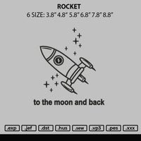 Rocket Embroidery File 6 sizes