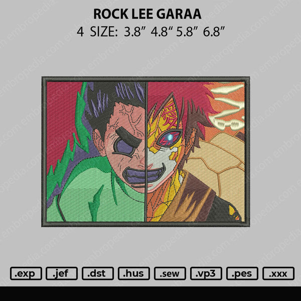 Rock Lee Gaara Emnbroidery File 4 size