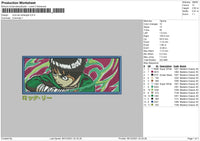 Rock Lee Rectangle Embroidery File 4 size