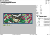 Rock Lee Rectangle Embroidery File 4 size