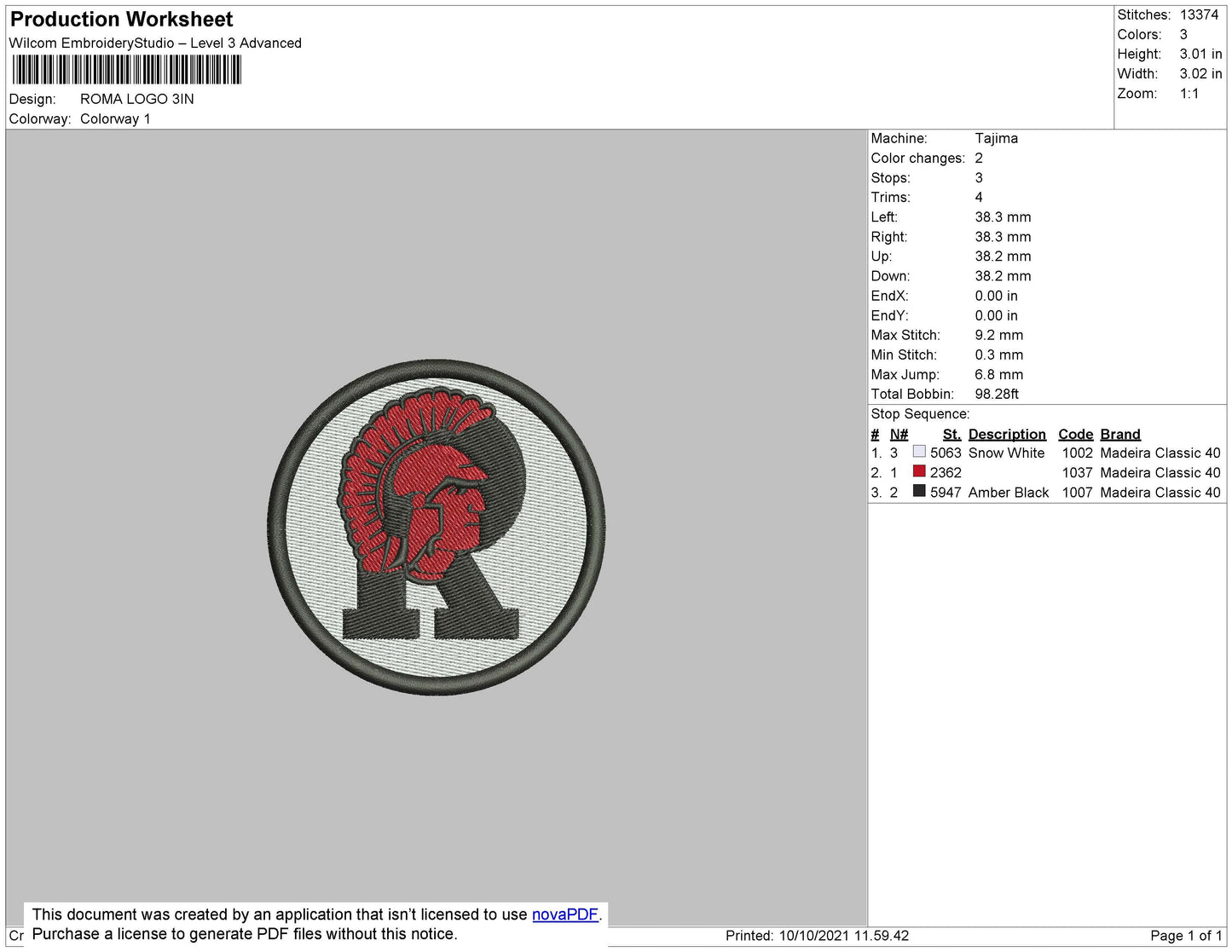 Roma Logo Embroidery File 4 size
