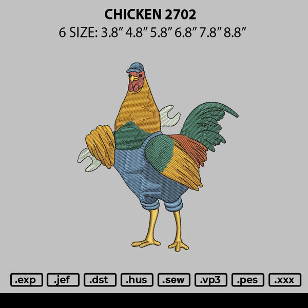 Chicken 2702 Embroidery File 6 sizes