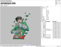 Rock Lee Embroidery File 4 size