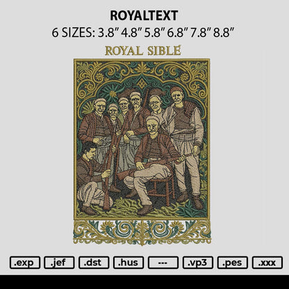 Royaltext Embroidery File 6 sizes