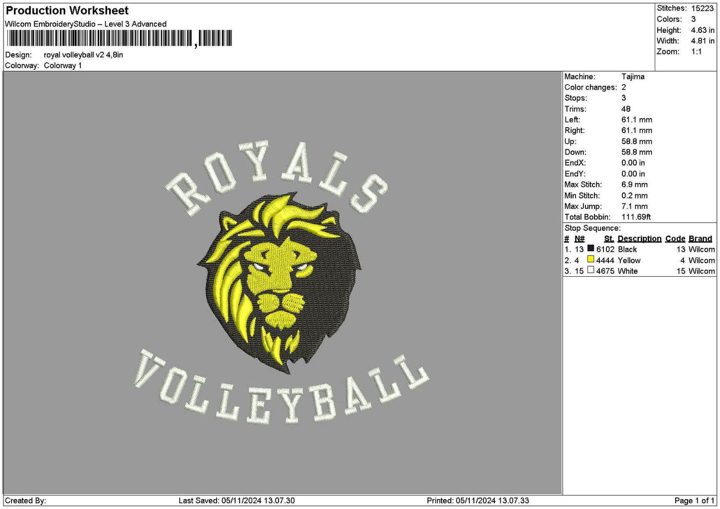 Royaltext 0511 Embroidery File 6 sizes