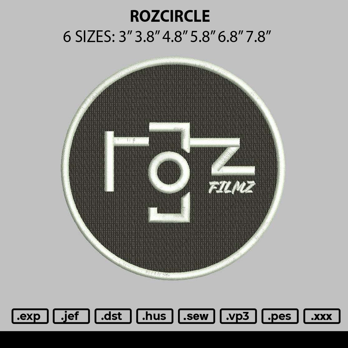 Rozcircle Embroidery File 6 sizes