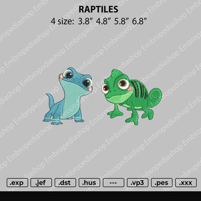 Reptiles Chibi Embroidery File 4 size