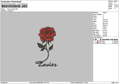 Rose Zavier Embroidery File 6 sizes