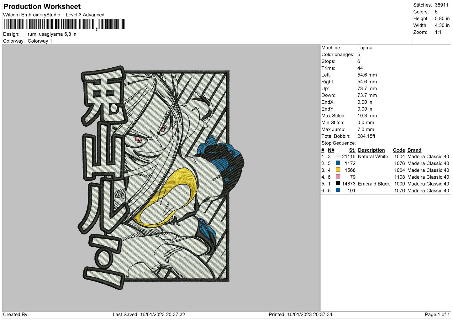 Rumi Usagi Embroidery File 6 sizes