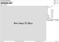 Run Away Embroidery File 6 sizes