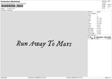 Run Away Embroidery File 6 sizes